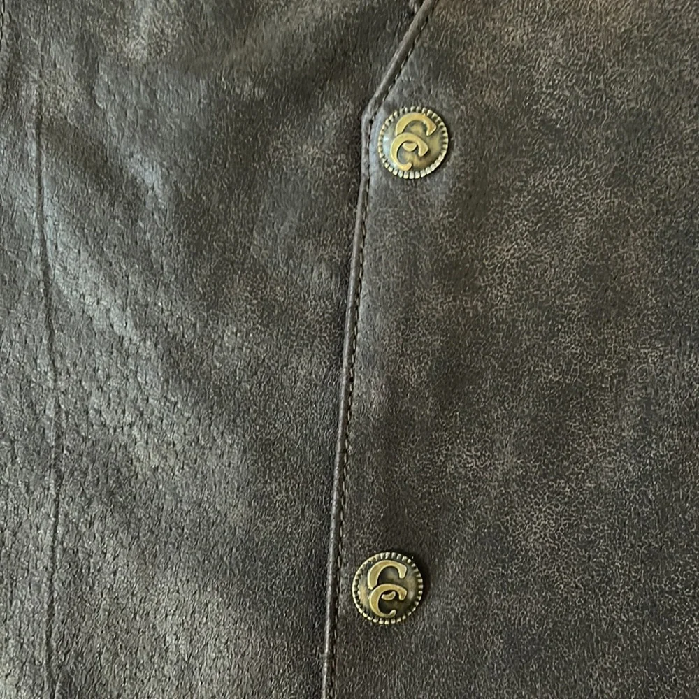 Men’s Antique Suede Leather Vest‎ Snap Buttons Espresso Brown, Sz Large